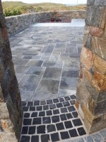 Stone patio with circular feature by  GM Hard Landscapes, Donegal, Ireland