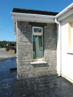 Wallcrete / decorative walling on the outside of a porch as designed by GM Hard Landscapes, Donegal
